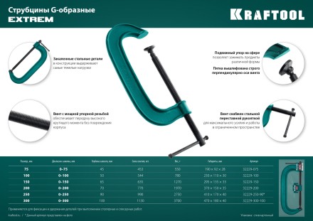 Струбцина KRAFTOOL EXTREM, тип G 32229-075 купить в Когалыме
