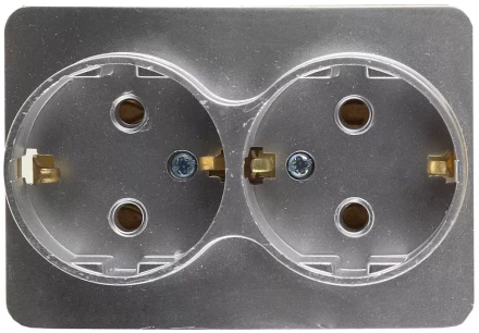 Розетка СВЕТОЗАР "ГАММА" с заземлением, двойная, без вставки и рамки, цвет светло-серый металлик, 16А/~250В SV-54107-SM купить в Когалыме