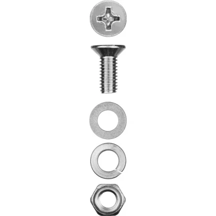 Винт (DIN965) в комплекте с гайкой (DIN934), шайбой (DIN125), шайбой пруж. (DIN127), M4 x 16 мм, 30 шт, ЗУБР 303456-04-016 купить в Когалыме