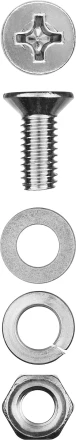 Винт (DIN965) в комплекте с гайкой (DIN934), шайбой (DIN125), шайбой пруж. (DIN127), M4 x 16 мм, 30 шт, ЗУБР 303456-04-016 купить в Когалыме