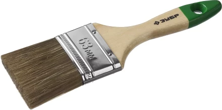 Кисть плоская  ЗУБР "ЛАЗУРЬ-МАСТЕР", смешанная щетина, деревянная ручка, 63мм 4-01009-063 купить в Когалыме
