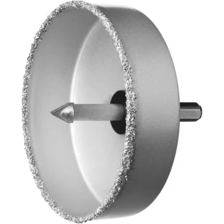 Коронка-чашка ЗУБР "ПРОФЕССИОНАЛ" c карбид-вольфрамовым нанесением, 102 мм, высота 25 мм, в сборе с державкой и сверлом 33360-102_z01 купить в Когалыме