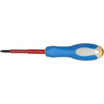 ЗУБР "ПРОФИ ЭЛЕКТРИК". Отвертка Cr-V, трехкомпонент рукоятка, высоковольтная до ~1000В, PH №1, 80 мм 25262-1-080 купить в Когалыме
