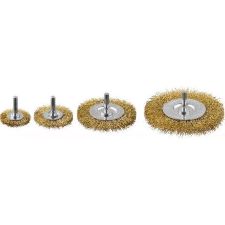 ЗУБР "ПРОФЕССИОНАЛ". Набор щеток дисковых для дрели, витая стальная латунированная проволока 0,3мм, 4 шт 3521-H4_z03 купить в Когалыме
