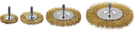 ЗУБР "ПРОФЕССИОНАЛ". Набор щеток дисковых для дрели, витая стальная латунированная проволока 0,3мм, 4 шт 3521-H4_z03 купить в Когалыме