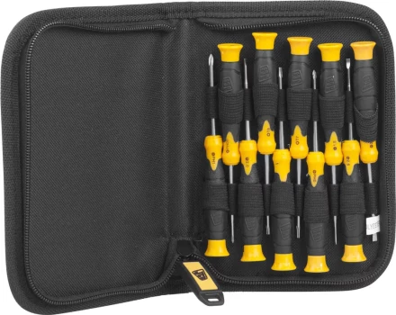 Набор JCB: Отвертки для точных работ, двухкомпонентные рукоятки, CrV cталь, 11 предм, чехол JSD026 купить в Когалыме