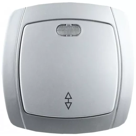 Выключатель СВЕТОЗАР "АКЦЕНТ" проходной одноклавишный в сборе, с подсветкой, цвет серебристый металлик, 10А/~250В SV-54238-SM купить в Когалыме