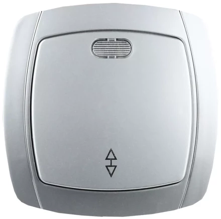 Выключатель СВЕТОЗАР "АКЦЕНТ" проходной одноклавишный в сборе, с подсветкой, цвет серебристый металлик, 10А/~250В SV-54238-SM купить в Когалыме