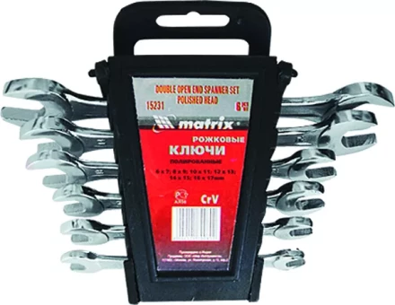 Набор ключей рожковых  6 х 17 мм 6 шт. CrV хромированные MATRIX 15231 купить в Когалыме