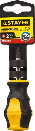 Отвертка STAYER "MASTER" "HERCULES", Сr-V, противоскользящая рукоятка, PH2x38мм 25052-38-2_z02 купить в Когалыме