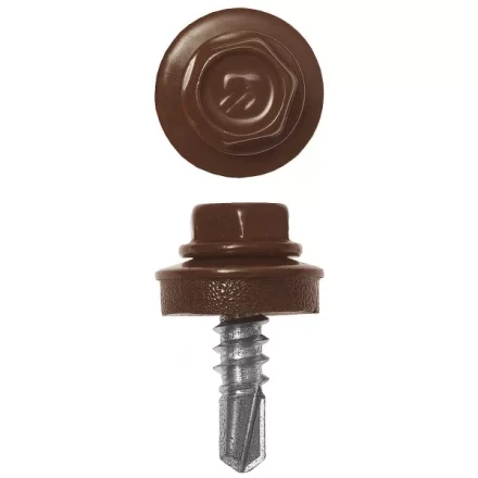 Саморезы ЗУБР "ПРОФЕССИОНАЛ" окраш., RAL 8017 шокол.-коричн., для крепл. кров. матер. к металл. констр. , 5.5x25мм, 1800шт 4-300310-55-025-8017 купить в Когалыме