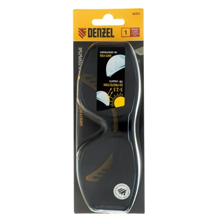 Очки защитные открытые Denzel 89203, поликарбонатные, увеличенная дымчатая линза, регулируемые дужки купить в Когалыме