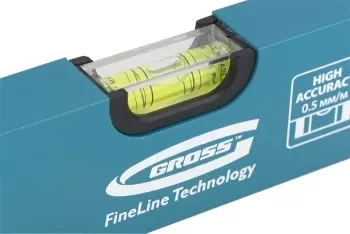 Уровень алюминиевый усиленный 400 мм толщина профессиональный 2 мм 3 глазка  GROSS 33624 купить в Когалыме