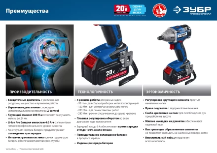 Ударный гайковерт аккумуляторный BL-motor 2 АКБ GB-250 A5 серия ПРОФЕССИОНАЛ купить в Когалыме