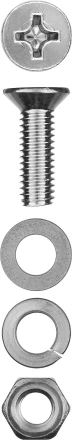 Винт (DIN965) в комплекте с гайкой (DIN934), шайбой (DIN125), шайбой пруж. (DIN127), M4 x 20 мм, 25 шт, ЗУБР 303456-04-020 купить в Когалыме