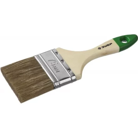 Кисть плоская  ЗУБР "ЛАЗУРЬ-МАСТЕР", смешанная щетина, деревянная ручка, 75мм 4-01009-075 купить в Когалыме