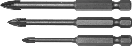 Набор ЗУБР "ПРОФЕССИОНАЛ": Сверла по кафелю, керамике, с четырьмя режущими лезвиями 4, 6, 8 мм, 3 шт 29845-H3_z01 купить в Когалыме