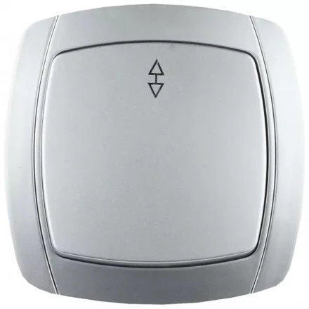 Выключатель СВЕТОЗАР "АКЦЕНТ" проходной одноклавишный в сборе, цвет серебристый металлик, 10А/~250В SV-54237-SM купить в Когалыме