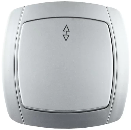 Выключатель СВЕТОЗАР "АКЦЕНТ" проходной одноклавишный в сборе, цвет серебристый металлик, 10А/~250В SV-54237-SM купить в Когалыме