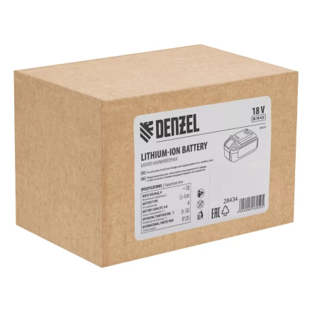Батарея аккумуляторная Denzel IB-18-4.0, Li-Ion, 18 В, 4.0 А/ч 28434 купить в Когалыме