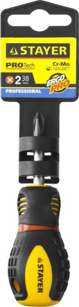 Отвертка STAYER &quot;PROFESSIONAL&quot; &quot;PROTech&quot;, двухкомп рукоятка, намагниченная, Cr-Mo, PH2x38мм 25132-2-38_z02 купить в Когалыме