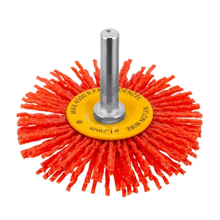 Щетка для дрели Denzel, 65 мм, Плоская, со шпилькой, нейлоновая щетина, 74433 купить в Когалыме