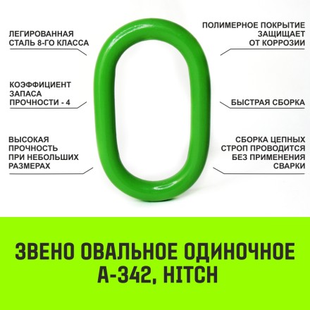 Звено овальное одиночное A-343 HITCH Т8 кл 31.5 т (SZ071419) купить в Когалыме