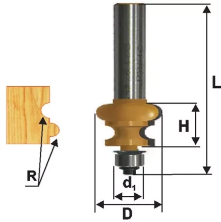 Фреза кромочная фигурная Ф25.5Х16 мм R32 мм хвостовик 8 мм 46428 купить в Когалыме