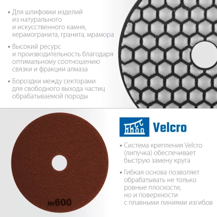 ЗУБР 100 мм, №600, сухое шлифование, алмазный гибкий шлифовальный круг АГШК, Профессионал (29868-600) купить в Когалыме