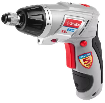 Отвертка ЗУБР аккум,реверс,2 полож.корпуса,подсветка,регул. момента,набор из бит,Li-Ion,1.5 А/час,3Нм,3,6В,в блистере ЗО-3.6-Ли Б купить в Когалыме