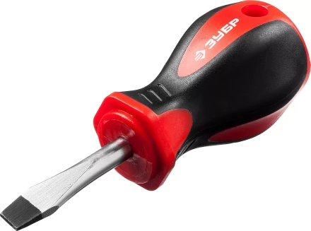 Отвертка ЗУБР "МАСТЕР", "STUBBY" ( бочка ), Cr-v, эргономичная двухкомпонентная рукоятка, SL6,0x38мм 25061-38-6.0_z02 купить в Когалыме