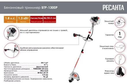 Триммер бензиновый Ресанта БТР-1300Р 70/2/34 купить в Когалыме