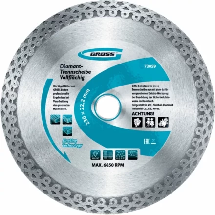 Диск алмазный 180 х 22,2 мм сплошной мокрое резание GROSS 730417 купить в Когалыме