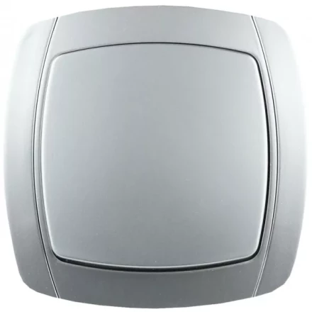 Выключатель СВЕТОЗАР "АКЦЕНТ" одноклавишный в сборе, цвет серебристый металлик, 10А/~250В SV-54230-SM купить в Когалыме