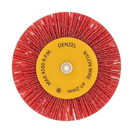 Щетка для дрели Denzel, 100 мм, Плоская, со шпилькой, нейлоновая щетина, 74434 купить в Когалыме