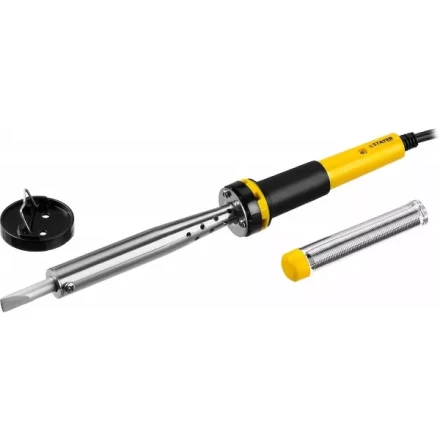 Паяльник STAYER "PROFI" с двухкомпонентной рукояткой и долговечным жалом, в комплекте (припой и подставка), 80 Вт, клин 55300-80 купить в Когалыме