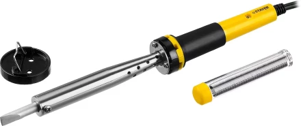 Паяльник STAYER "PROFI" с двухкомпонентной рукояткой и долговечным жалом, в комплекте (припой и подставка), 80 Вт, клин 55300-80 купить в Когалыме