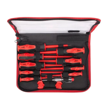 Набор диэлектрических отверток КВТ VDE НИО-12, профиль SL, PH, PZ/FL и ключи для электрошкафов, 12 предметов (103016) купить в Когалыме