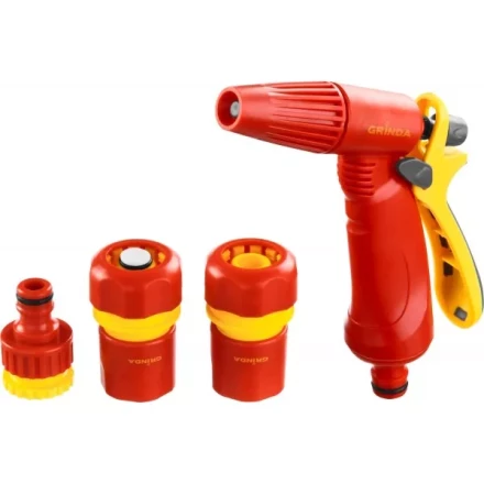 Набор GRINDA поливочный: Распылитель пистолетный с регулируемым соплом, соединитель 1/2", соединитель 1/2" с автостопом, адаптер внешний 1/2"-3/4" 8-427386_z02 купить в Когалыме
