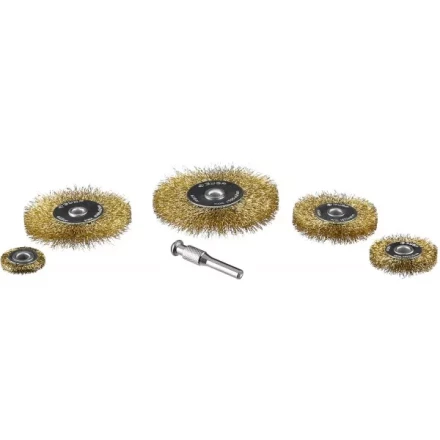 ЗУБР "ПРОФЕССИОНАЛ". Набор щеток дисковых для дрели, витая стальная латунированная проволока 0,3мм, 5 шт 3521-H5_z02 купить в Когалыме