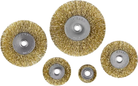 ЗУБР "ПРОФЕССИОНАЛ". Набор щеток дисковых для дрели, витая стальная латунированная проволока 0,3мм, 5 шт 3521-H5_z02 купить в Когалыме