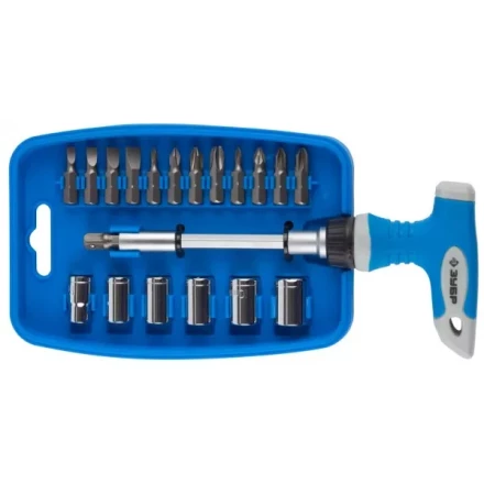 Отвертка ЗУБР "МАСТЕР" реверсивная, пистолетная двухкомпонентная рукоятка, 21 предмет 25411-H21 купить в Когалыме