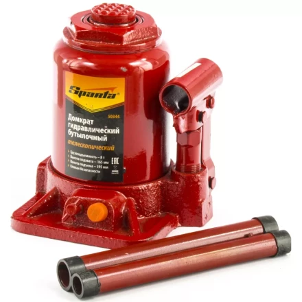 Домкрат гидравлический бутылочный телескопический 8 т h подъема 165–395 мм SPARTA 50344 купить в Когалыме