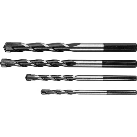 Набор ЗУБР Свёрла "СУПЕР-6" по бетону ударные, с шестигранным хвостовиком, 5-6-8-10 мм, 4шт 2916-H4 купить в Когалыме