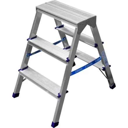 Лестница-стремянка двухсторонняя алюминиевая, СИБИН 38825-03, 3 ступени 38825-03 купить в Когалыме