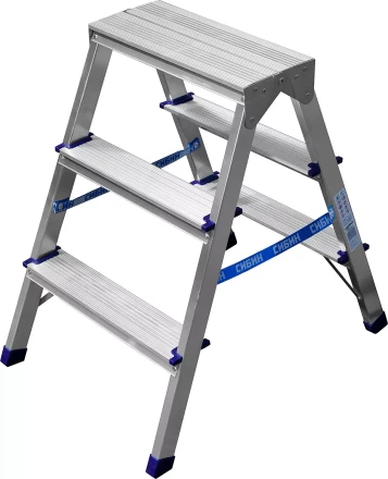 Лестница-стремянка двухсторонняя алюминиевая, СИБИН 38825-03, 3 ступени 38825-03 купить в Когалыме
