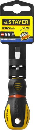 Отвертка STAYER &quot;PROFESSIONAL&quot; &quot;PROTech&quot;, двухкомп рукоятка, намагниченная, Cr-Mo, SL5,5x38мм 25131-05-38_z02 купить в Когалыме
