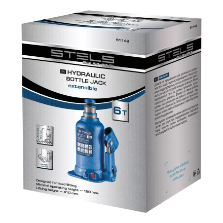Домкрат гидравлический бутылочный телескопический Stels 51149, 6 т, подъем 180-410 мм 51149 купить в Когалыме