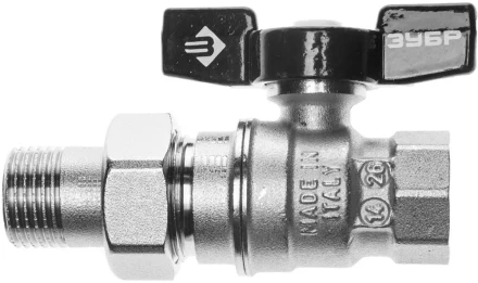 Кран шаровой ЗУБР полнопроходной с накидной гайкой "мама-папа", бабочка, никелированная латунь, 1/2" 4-51327-C-1/2 купить в Когалыме