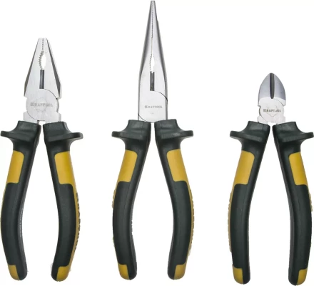 Набор губцевых инструментов KRAFTOOL"KRAFT-MAX", Cr-Mo, маслобензост двухкомп. рукоятки, повыш износостойкость, 3предм 22011-H3 купить в Когалыме